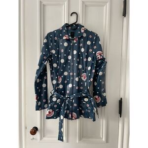 Adidas rare blue cream and red dotted graphic raincoat S